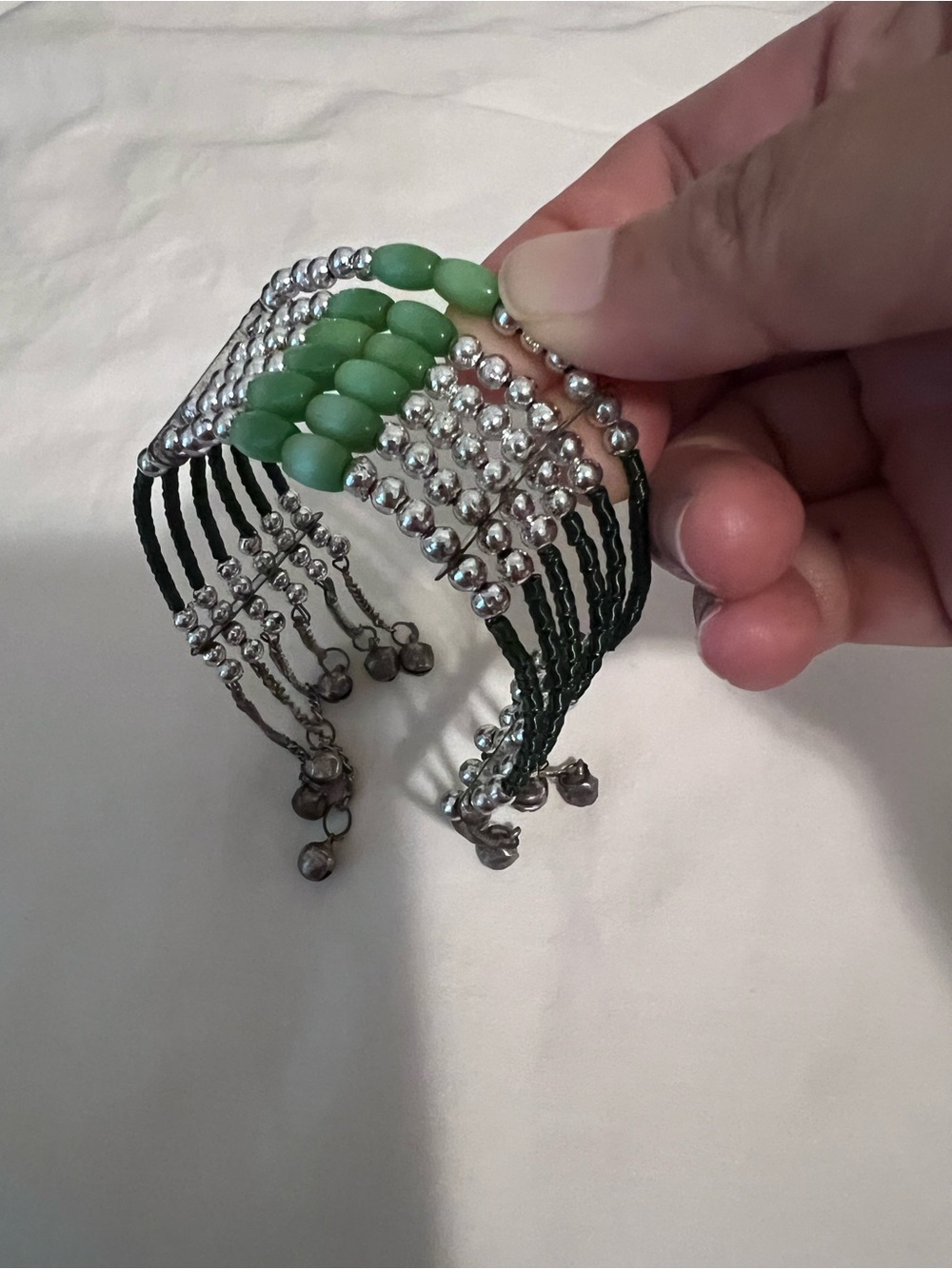 Green Beaded Multi-Strand Bracelet